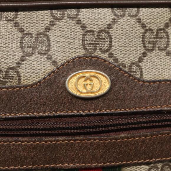 GUCCI GG Supreme Web Sherry Line Shoulder Bag Pvc Beige Gold Red - Picture 14 of 16
